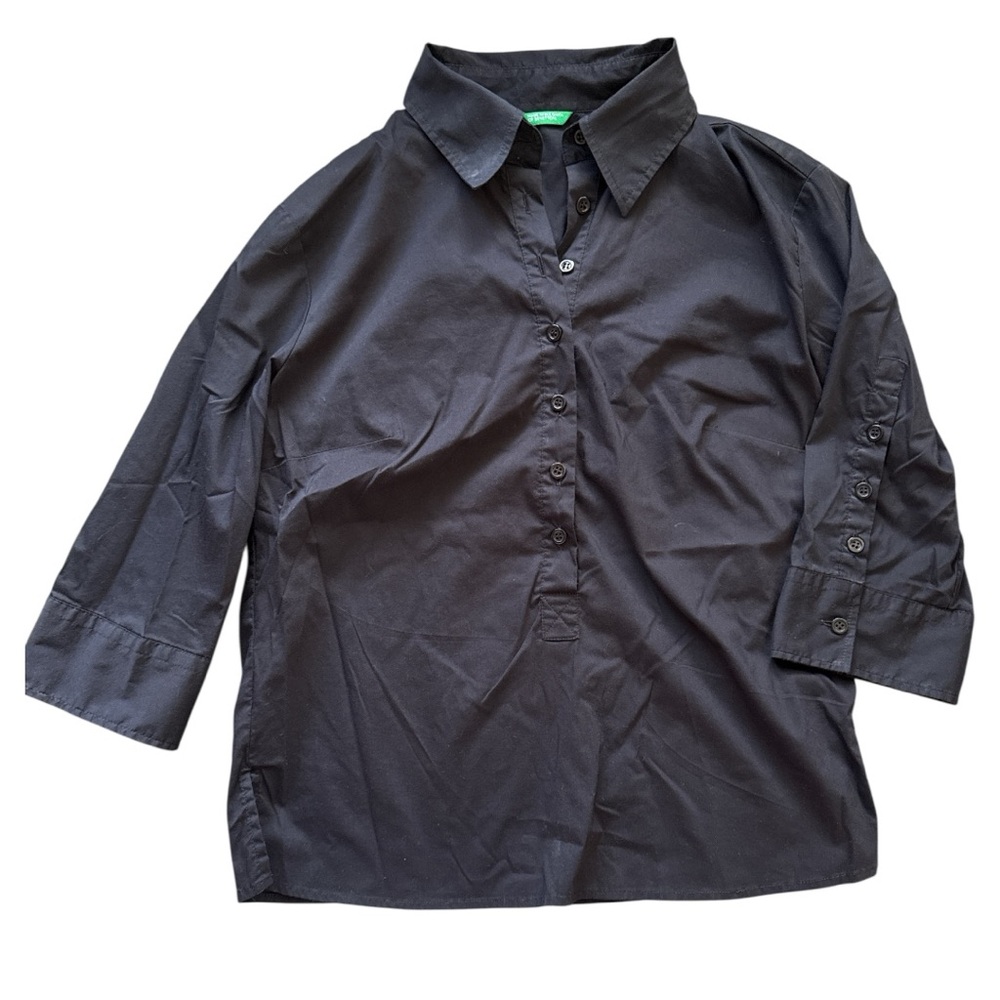 United Colors of Benetton black tunic blouse size M EUC VS0008